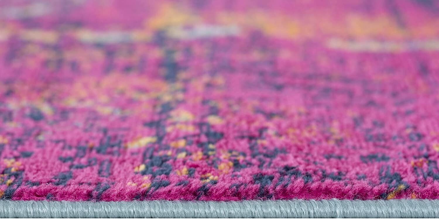 9' x 13' Gray and Magenta Abstract Area Rug