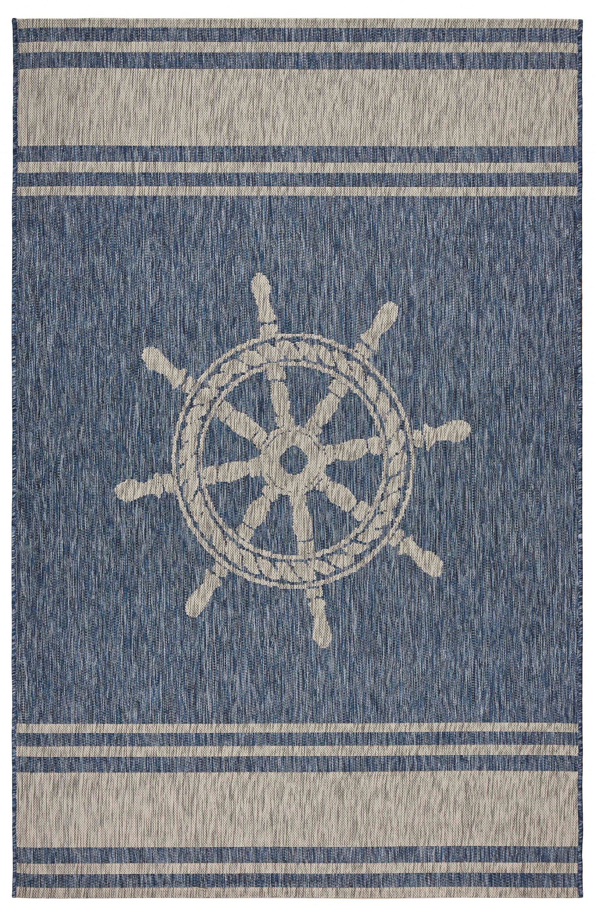 8' X 9' Blue And Gray Indoor Outdoor Area Rug