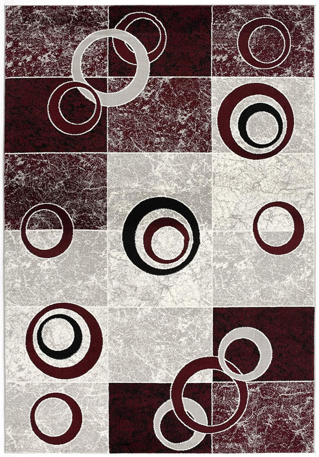 3' x 15' Red and White Inverse Circles Runner Rug