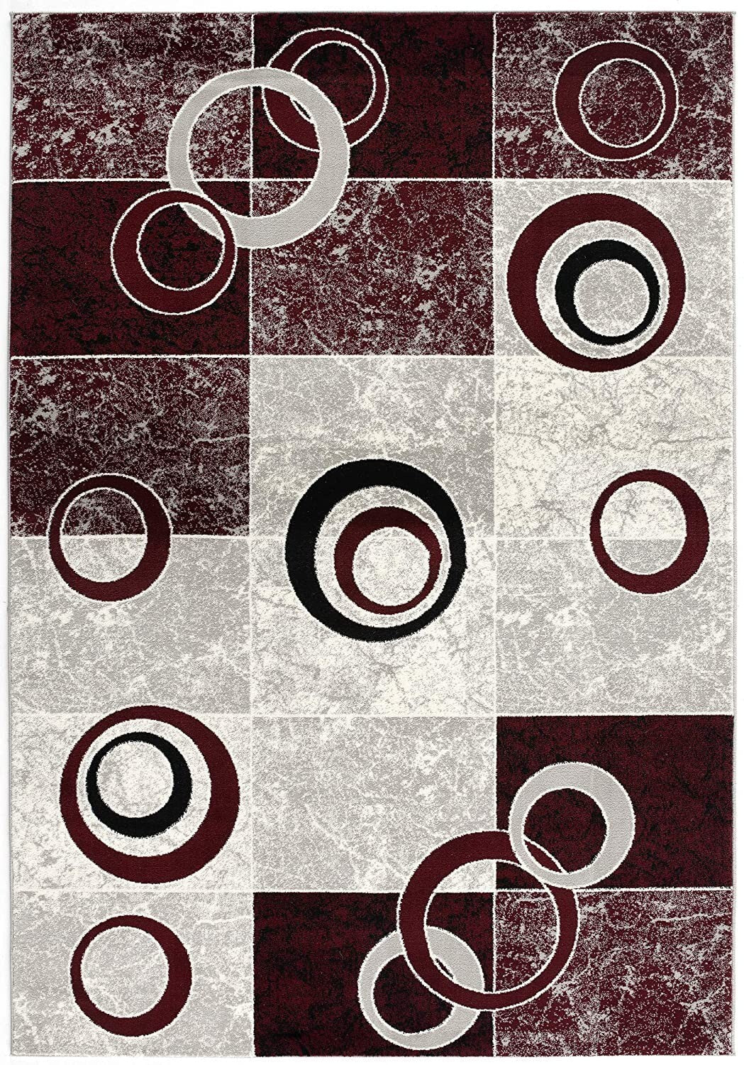 3' x 15' Red and White Inverse Circles Runner Rug