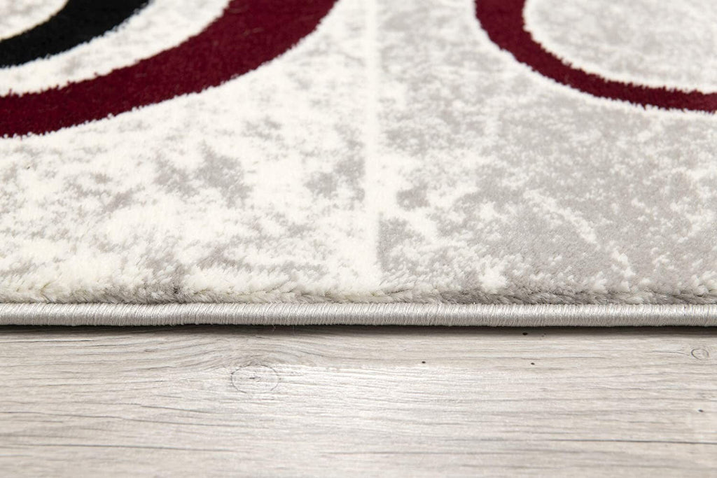 3' x 15' Red and White Inverse Circles Runner Rug