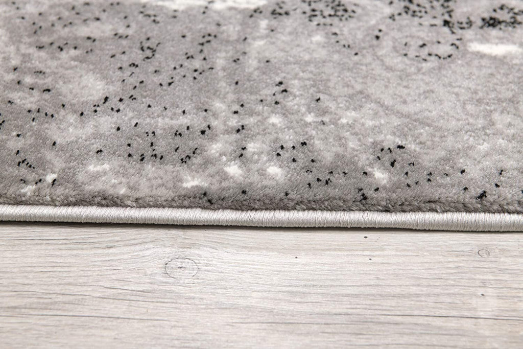 20' Gray Damask Dhurrie Runner Rug