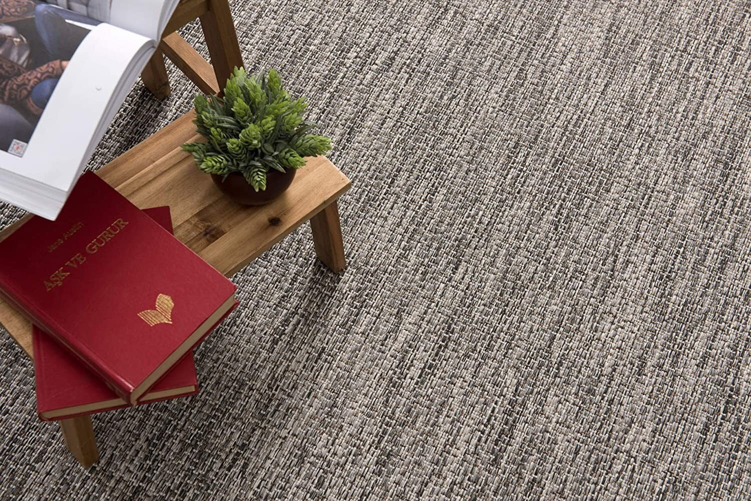 3' x 10' Sand and Gray Distressed Border Area Rug