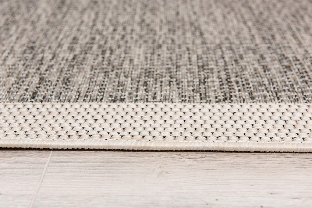 3' x 10' Sand and Gray Distressed Border Area Rug