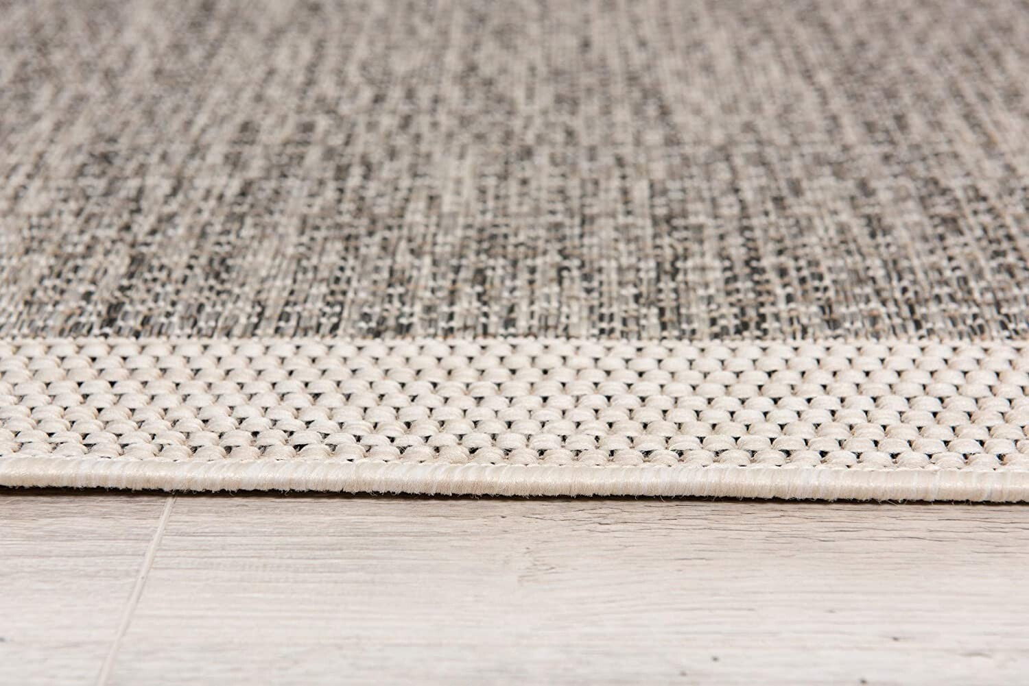 3' x 10' Sand and Gray Distressed Border Area Rug