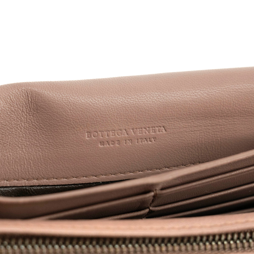 Bottega Veneta Intrecciato Pink Long Wallet #3953