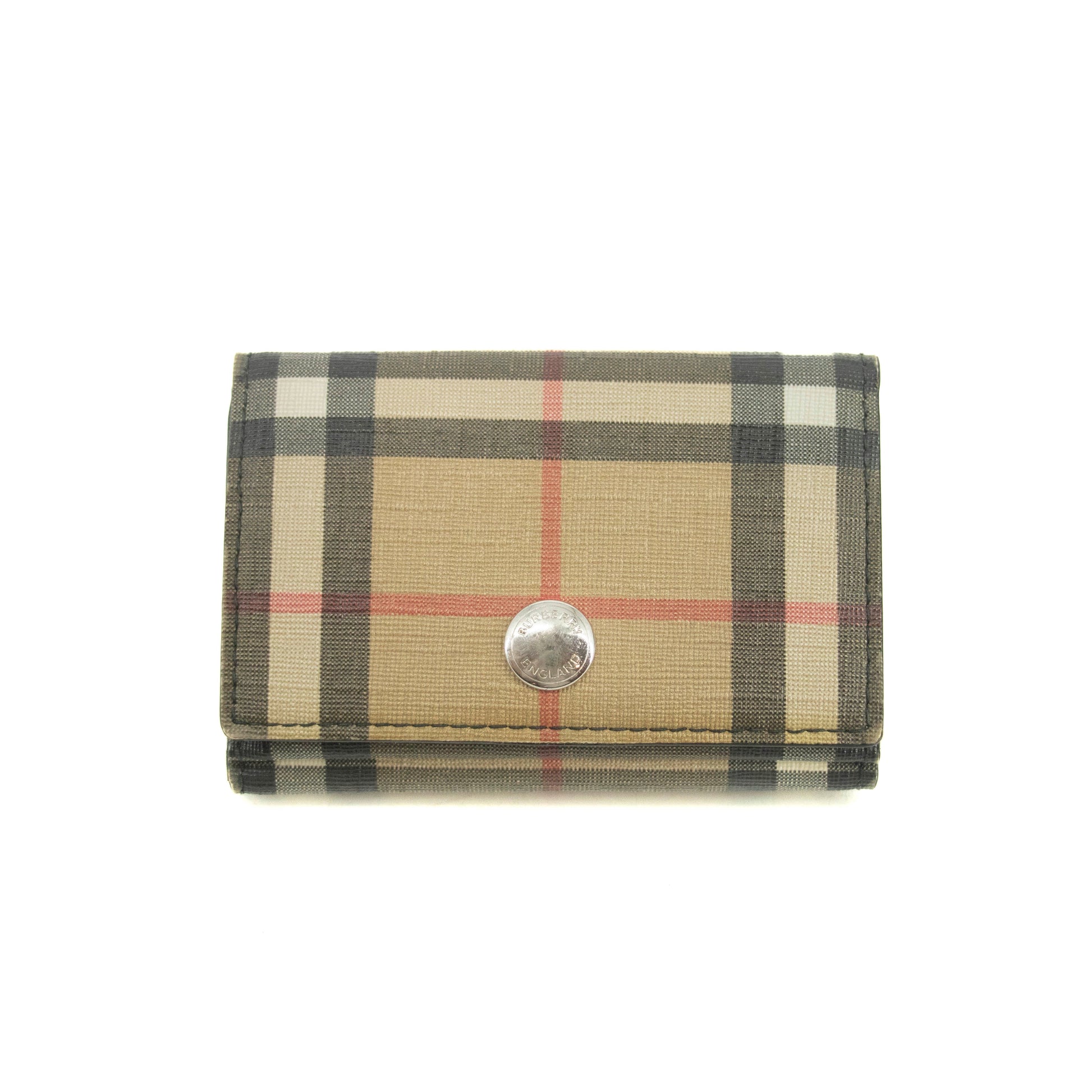 Burberry Vintage Black Check Trifold Compact Wallet #3958