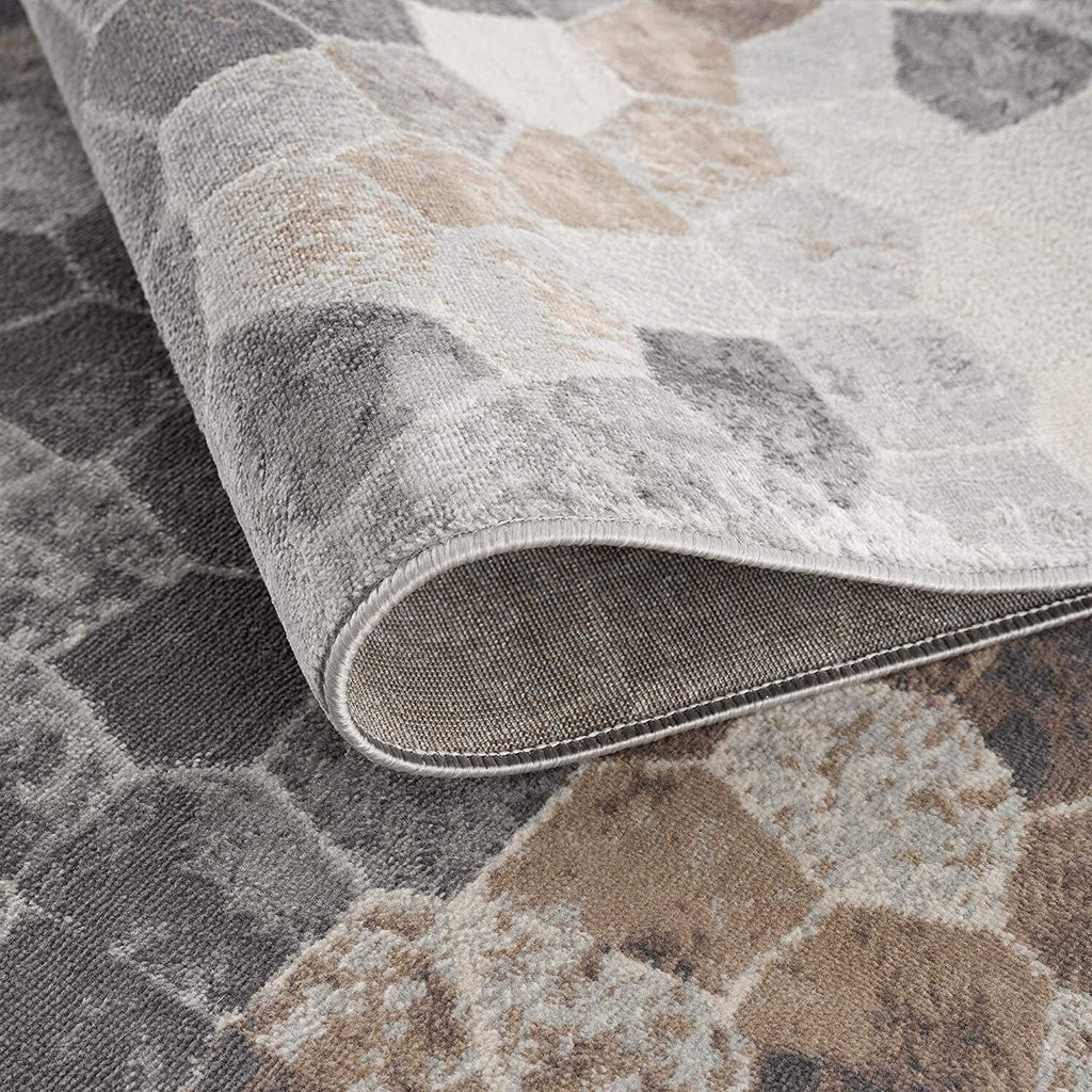 8' x 11' Beige Cobblestone Pattern Area Rug