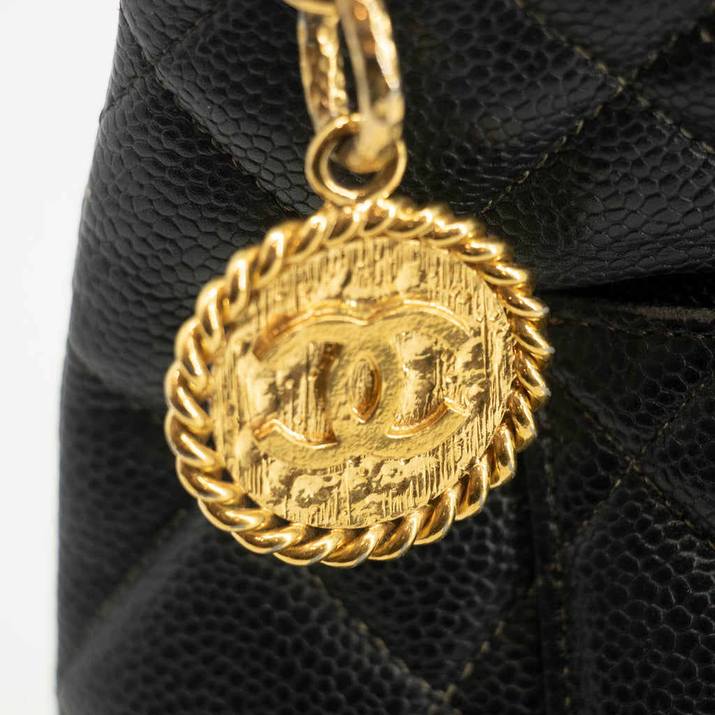 Chanel Black Caviar Skin Quilted Medallion Tote Bag 5 Series #3974