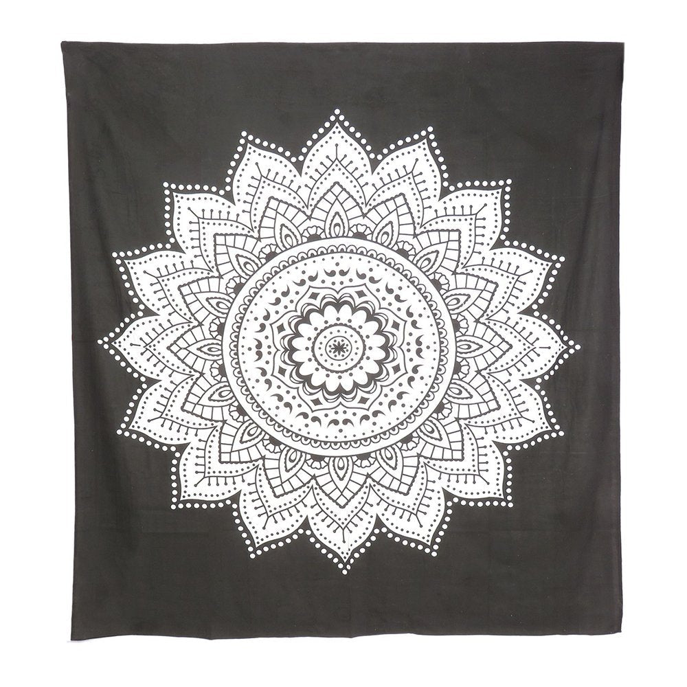 92" X 84" Black And White Mandala Cotton Hanging Tapestry