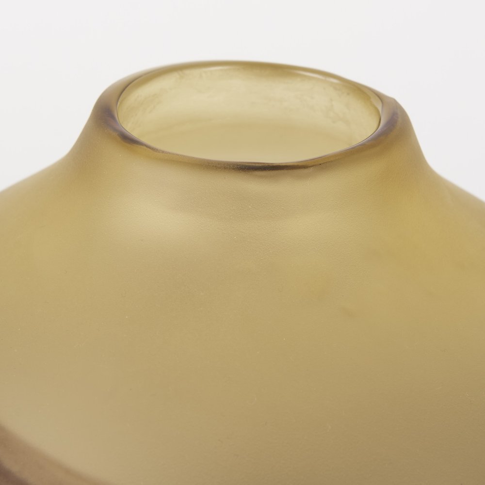 8" Yellow Abstract Crystal Glass Cylinder Table Vase