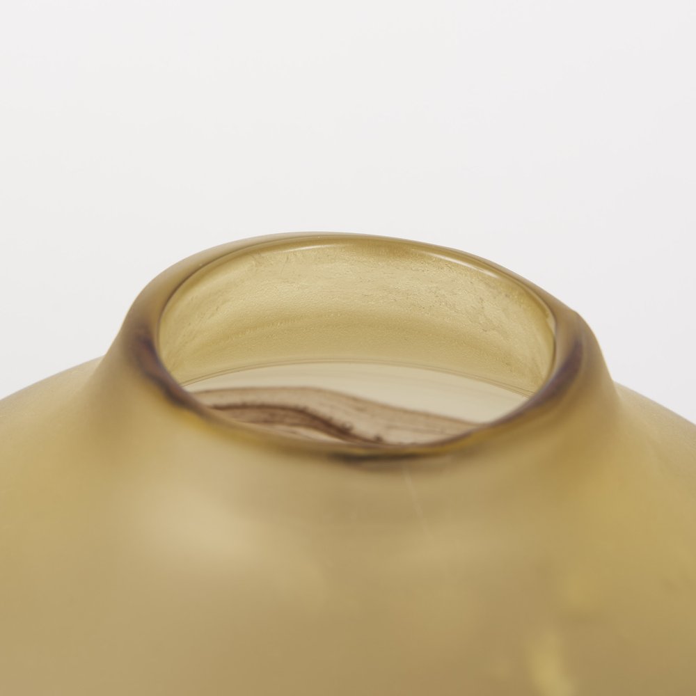 8" Yellow Abstract Crystal Glass Cylinder Table Vase