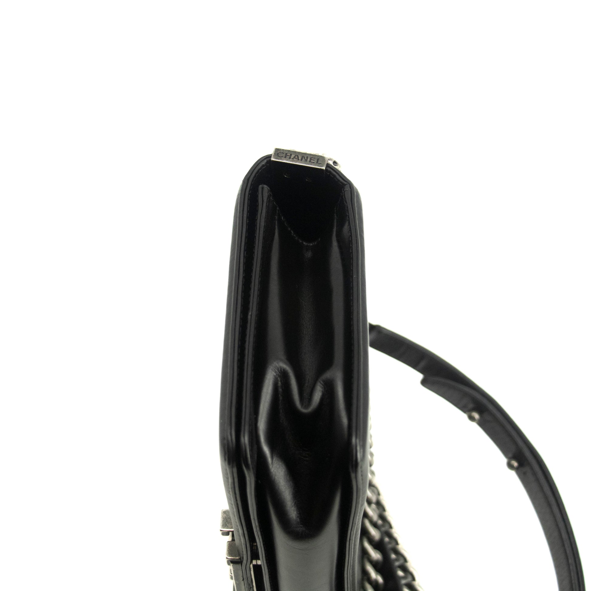 Chanel Black Vinyl Reverso Medium Boy Bag 15 Series #3975