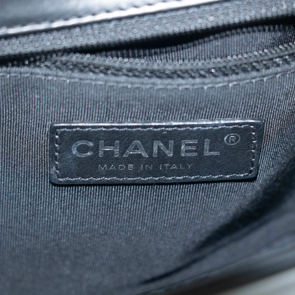 Chanel Black Vinyl Reverso Medium Boy Bag 15 Series #3975