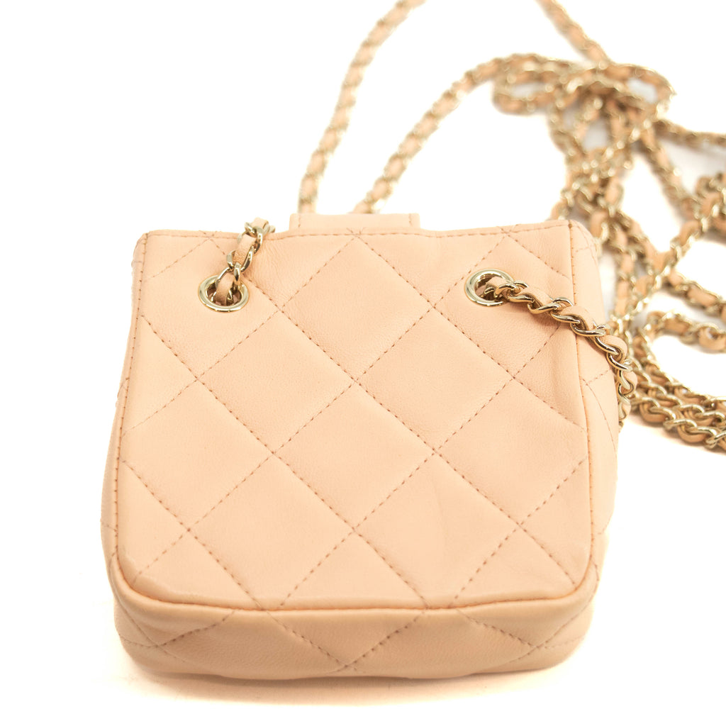 Chanel CC Quilted Mini Shopping Clutch Lambskin Pink Shoulder Bag #3979