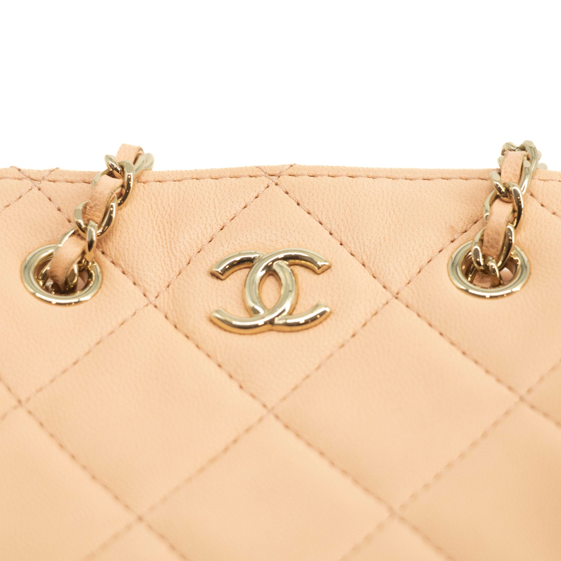 Chanel CC Quilted Mini Shopping Clutch Lambskin Pink Shoulder Bag #3979