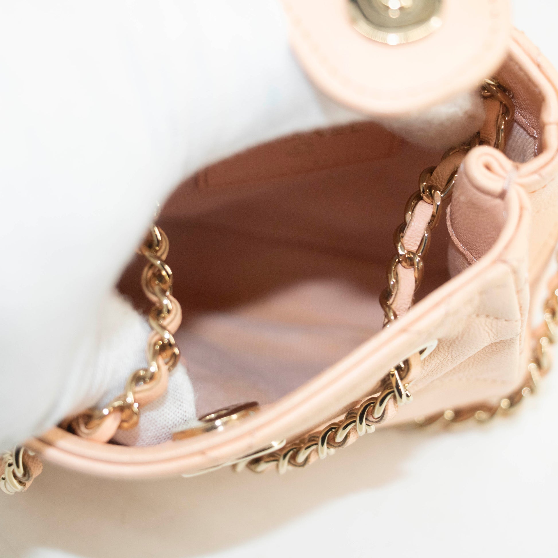 Chanel CC Quilted Mini Shopping Clutch Lambskin Pink Shoulder Bag #3979
