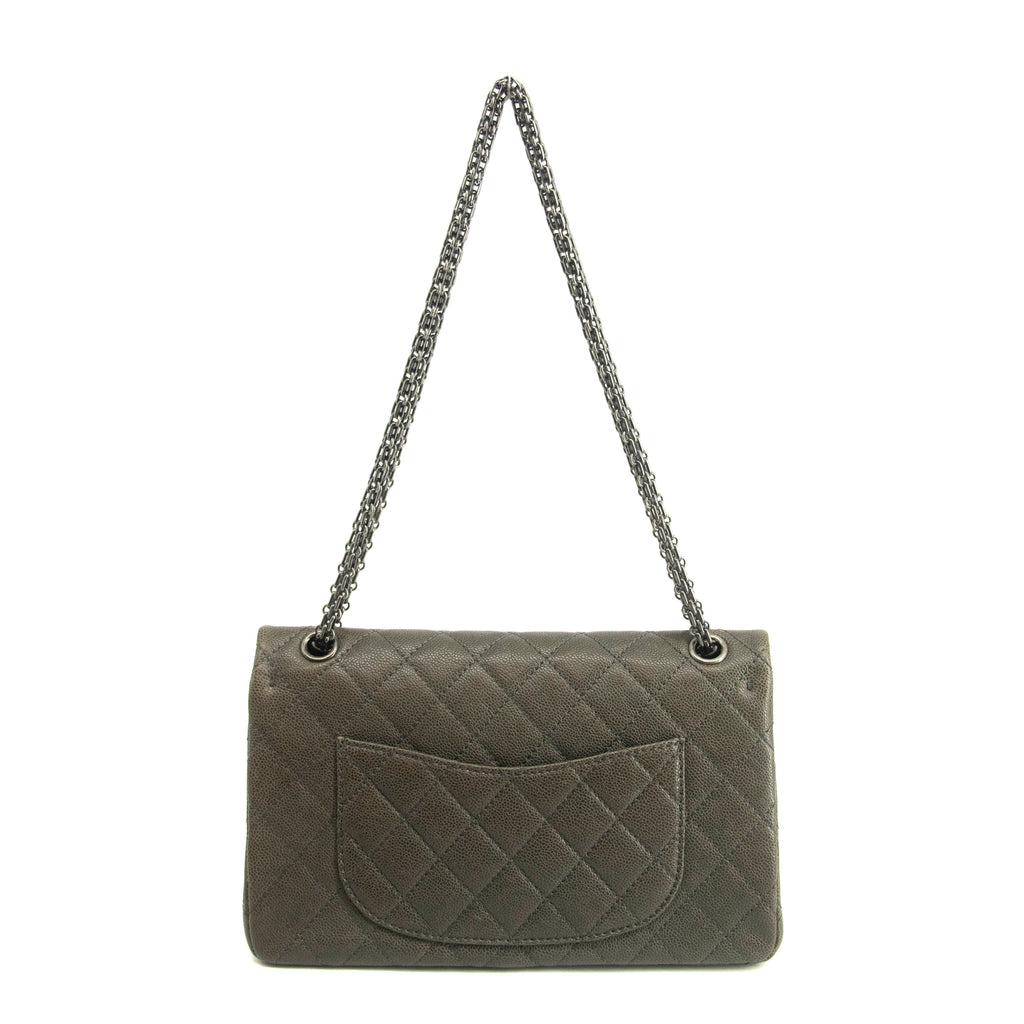 Chanel Caviar Skin Quilted 2.55 Grey Double Flap Shoulder Bag #3983