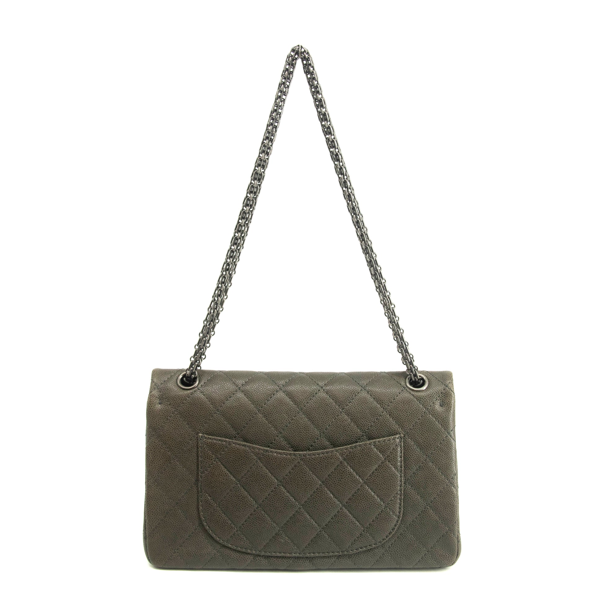 Chanel Caviar Skin Quilted 2.55 Grey Double Flap Shoulder Bag #3983