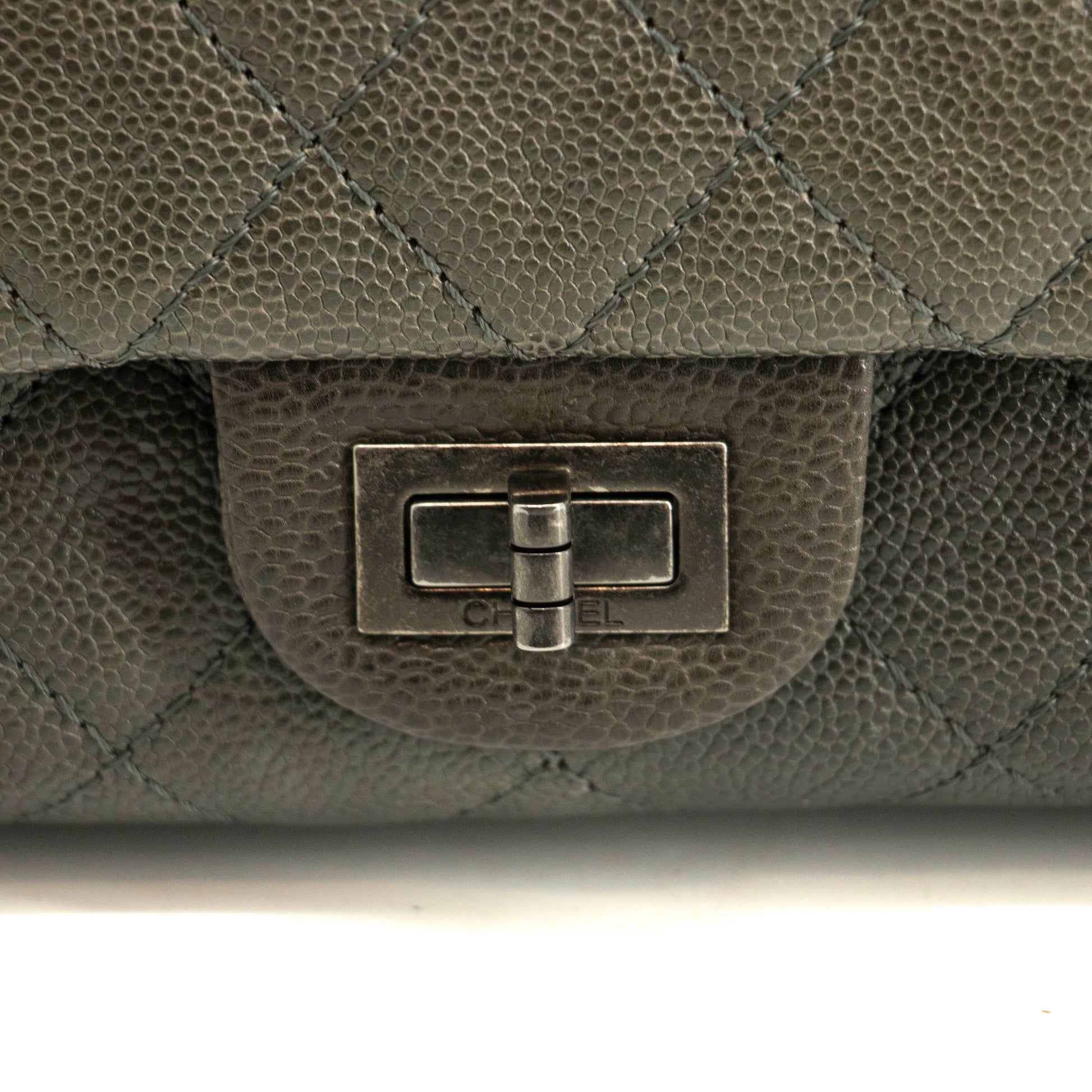 Chanel Caviar Skin Quilted 2.55 Grey Double Flap Shoulder Bag #3983