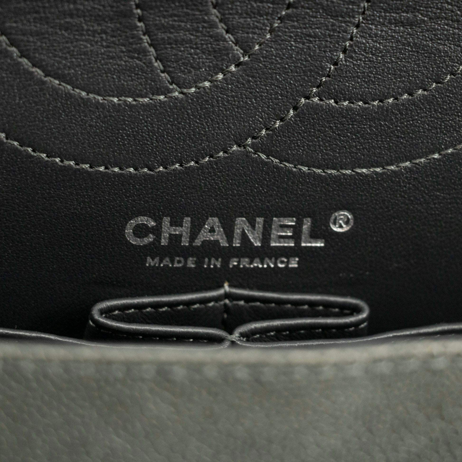 Chanel Caviar Skin Quilted 2.55 Grey Double Flap Shoulder Bag #3983