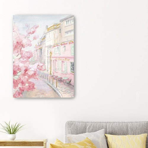 Pretty Pastel Pink Paris Street Unframed Print Wall Art