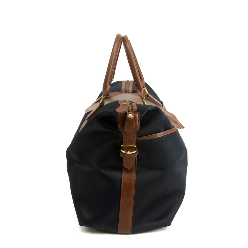 Saint Laurent YSL Nylon x Leather Blue Boston Bag #3995