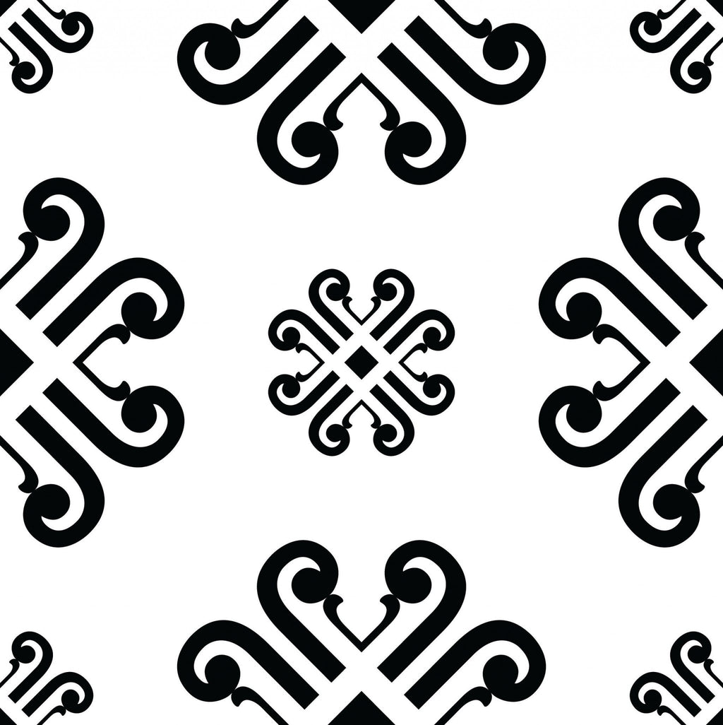 8" X 8" Black and White Daisy Peel and Stick Removable Tiles