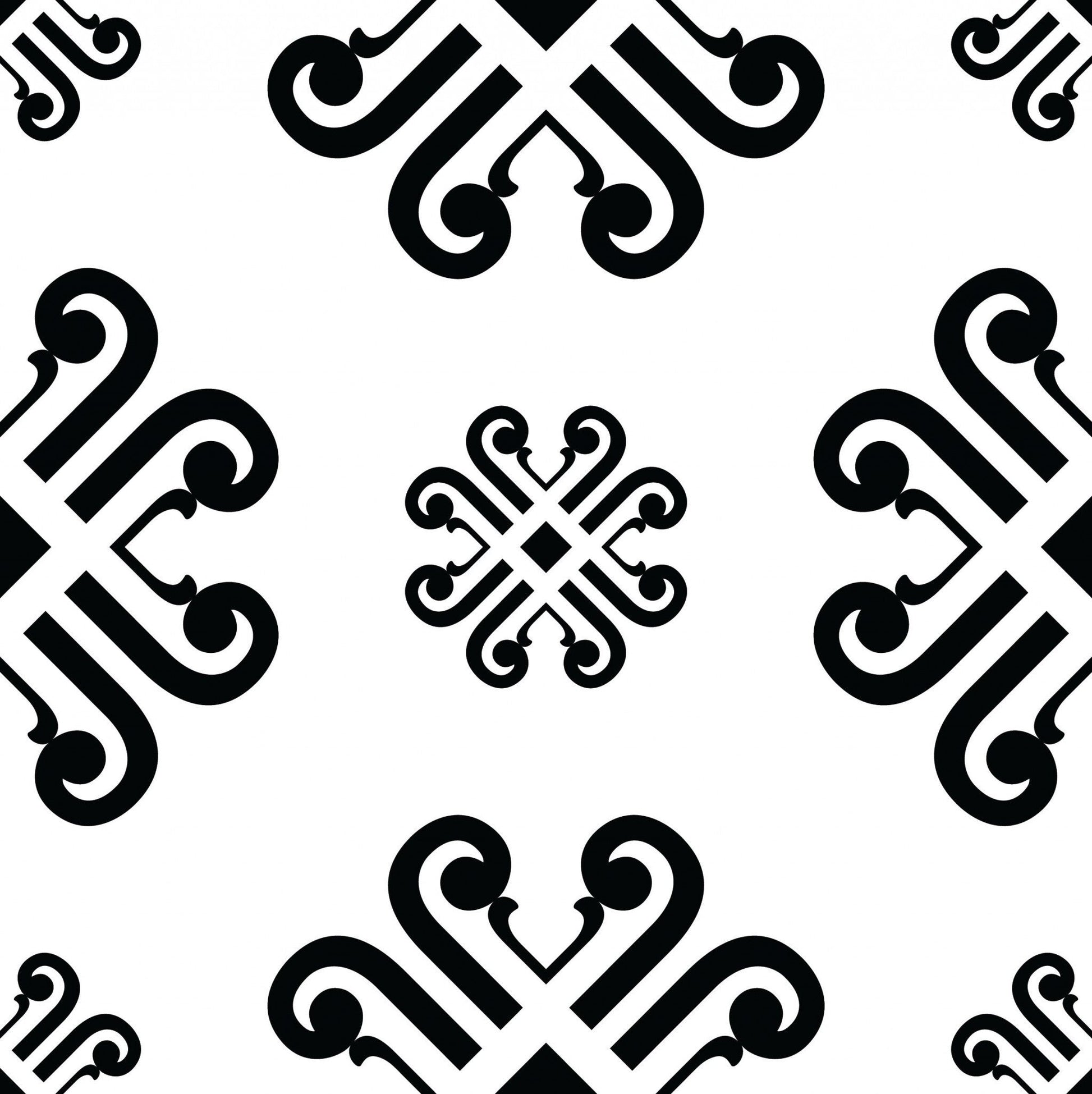 8" X 8" Black and White Daisy Peel and Stick Removable Tiles