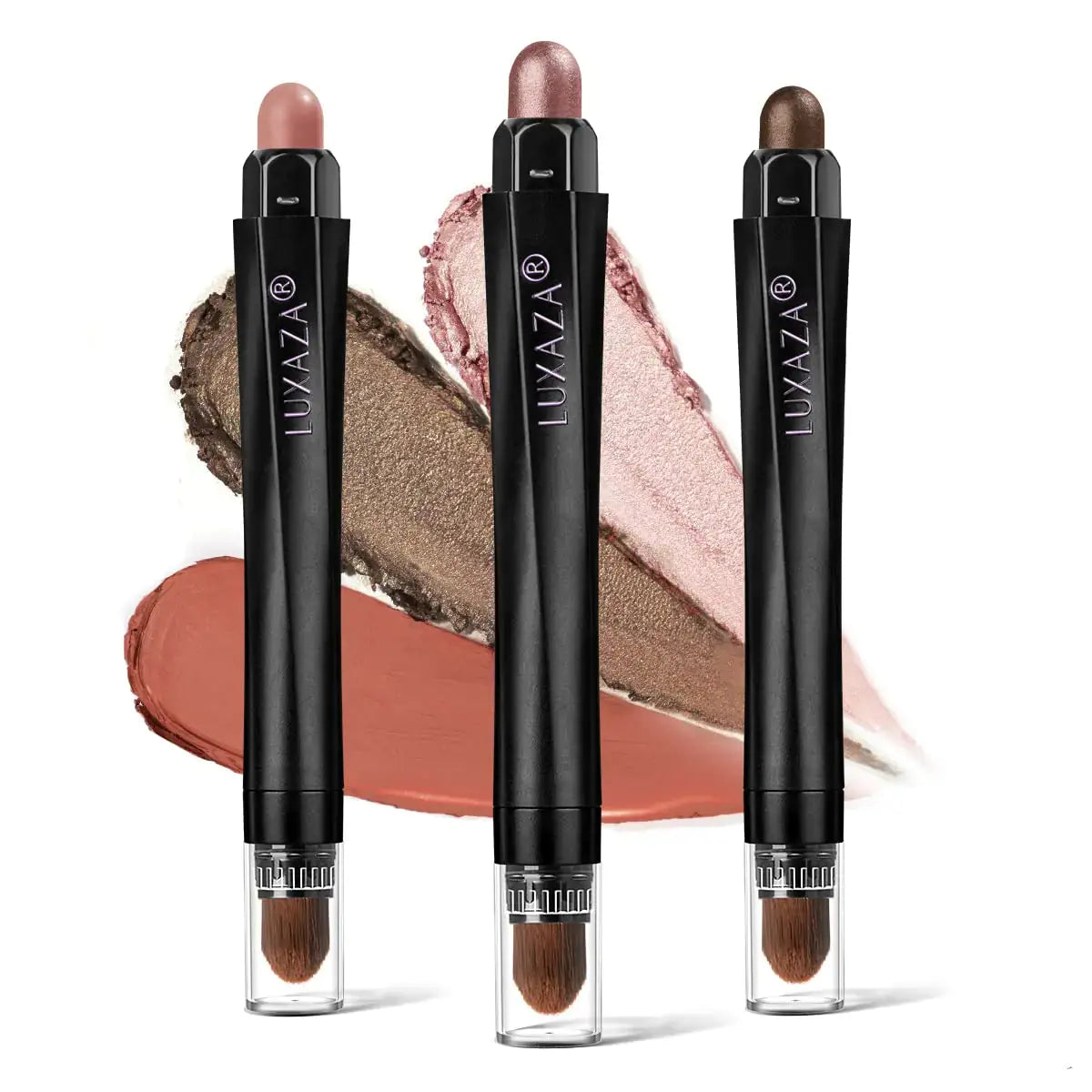 3PCS Neutral Brown & Shimmer Pink Cream Eyeshadow Stick Set – Long-Lasting, Smudge-Proof Eye Brightener Makeup