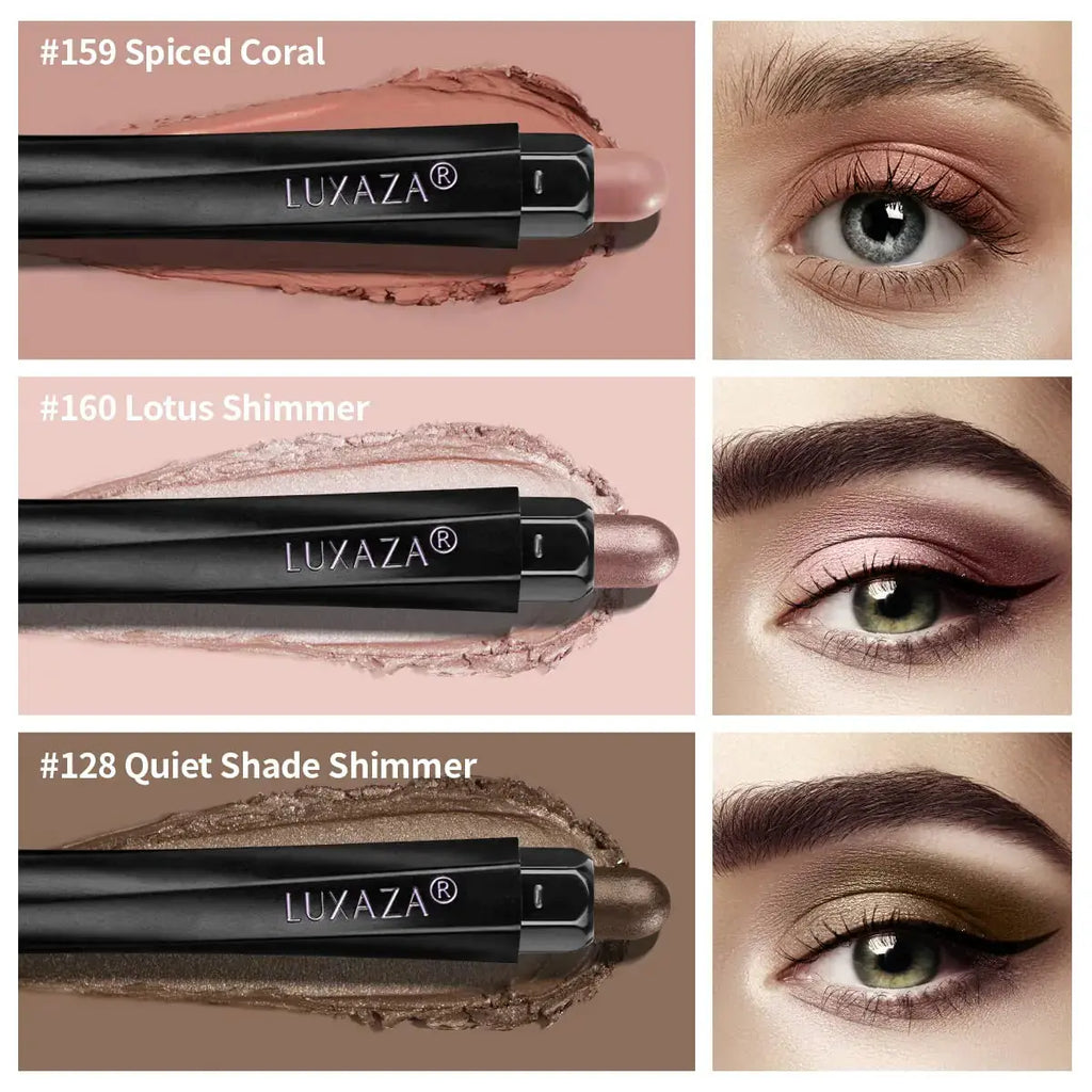 3PCS Neutral Brown & Shimmer Pink Cream Eyeshadow Stick Set – Long-Lasting, Smudge-Proof Eye Brightener Makeup