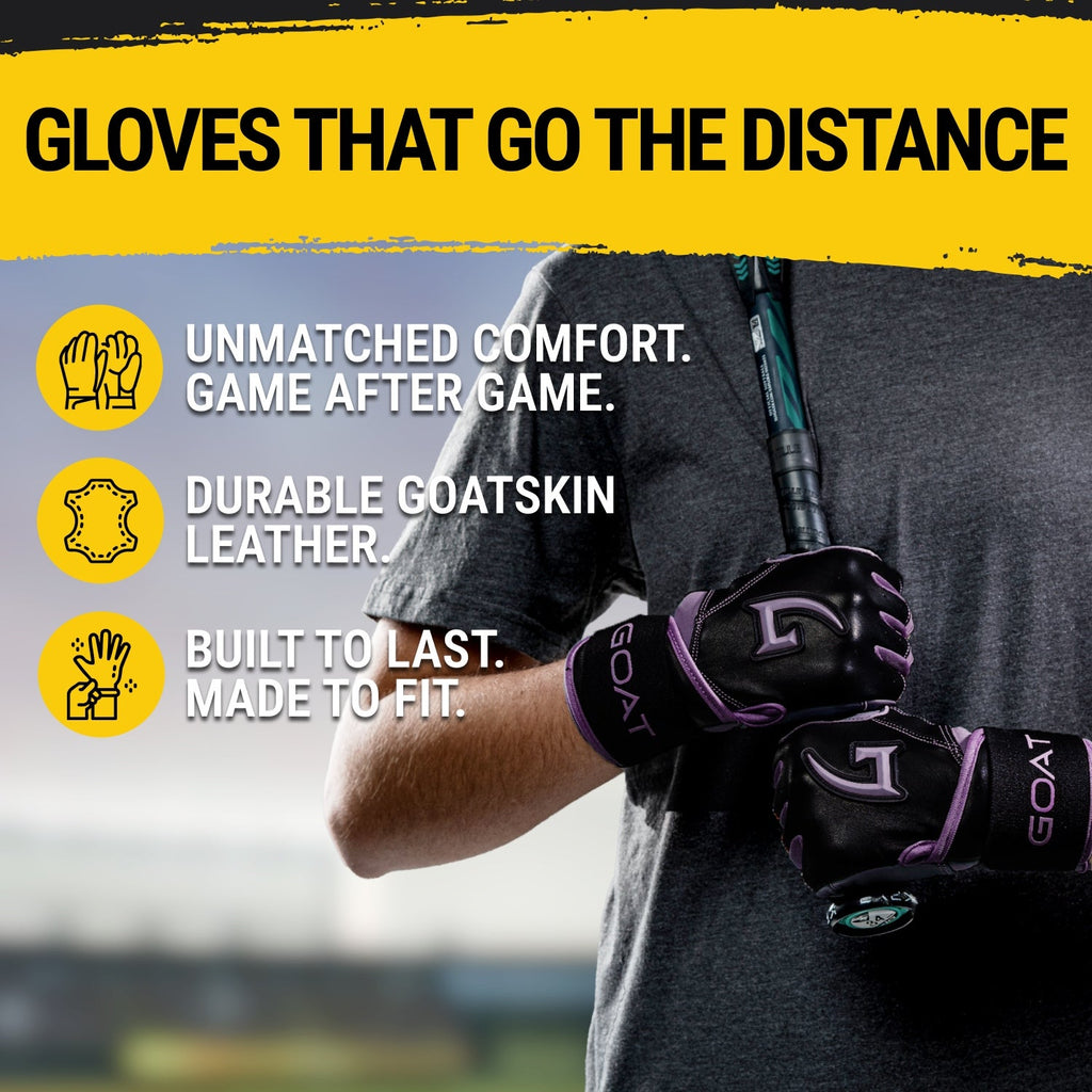 Origin Series Long Cuff Black and Purple Batting Gloves