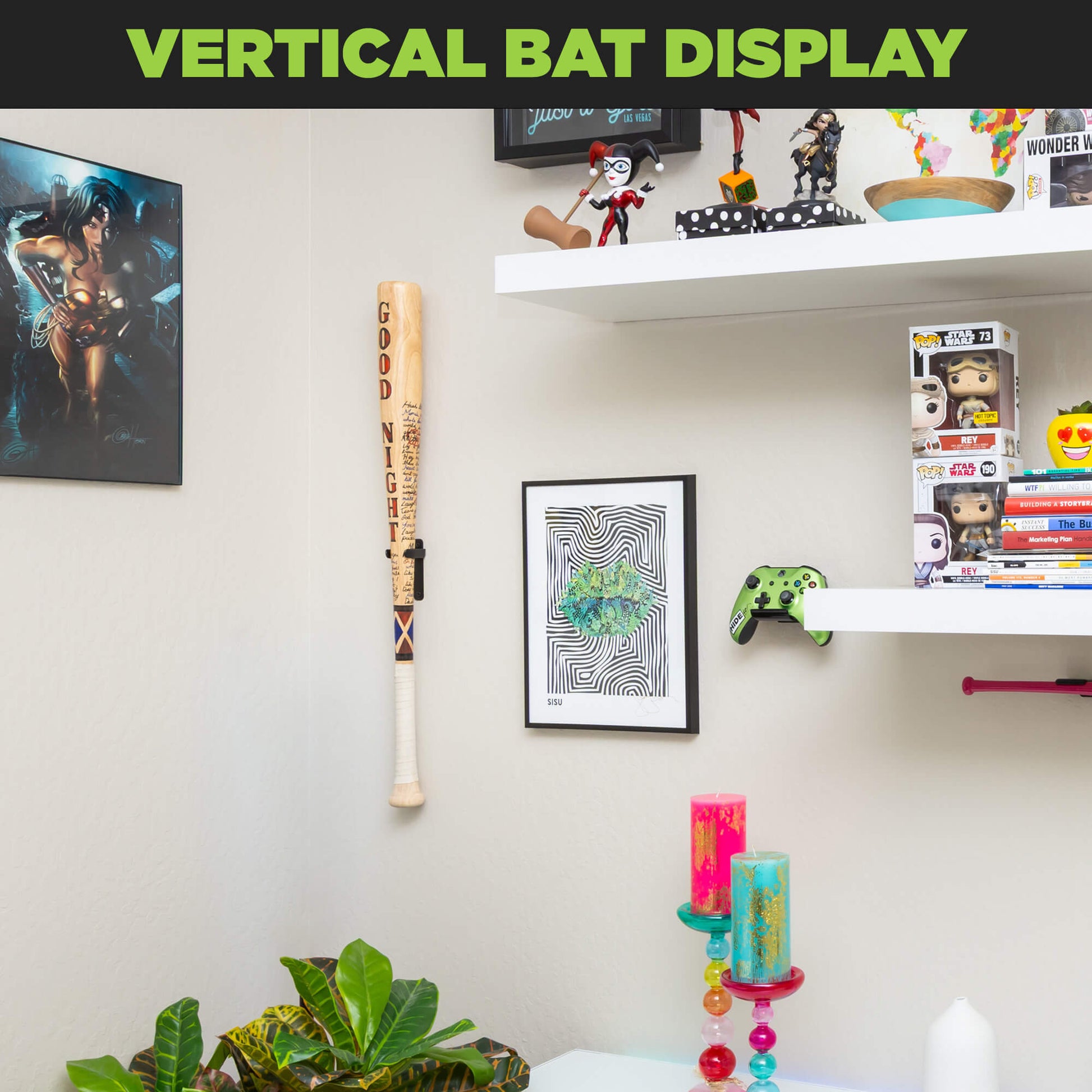 HIDEit VBat Pro | Vertical Baseball Bat Wall Mount