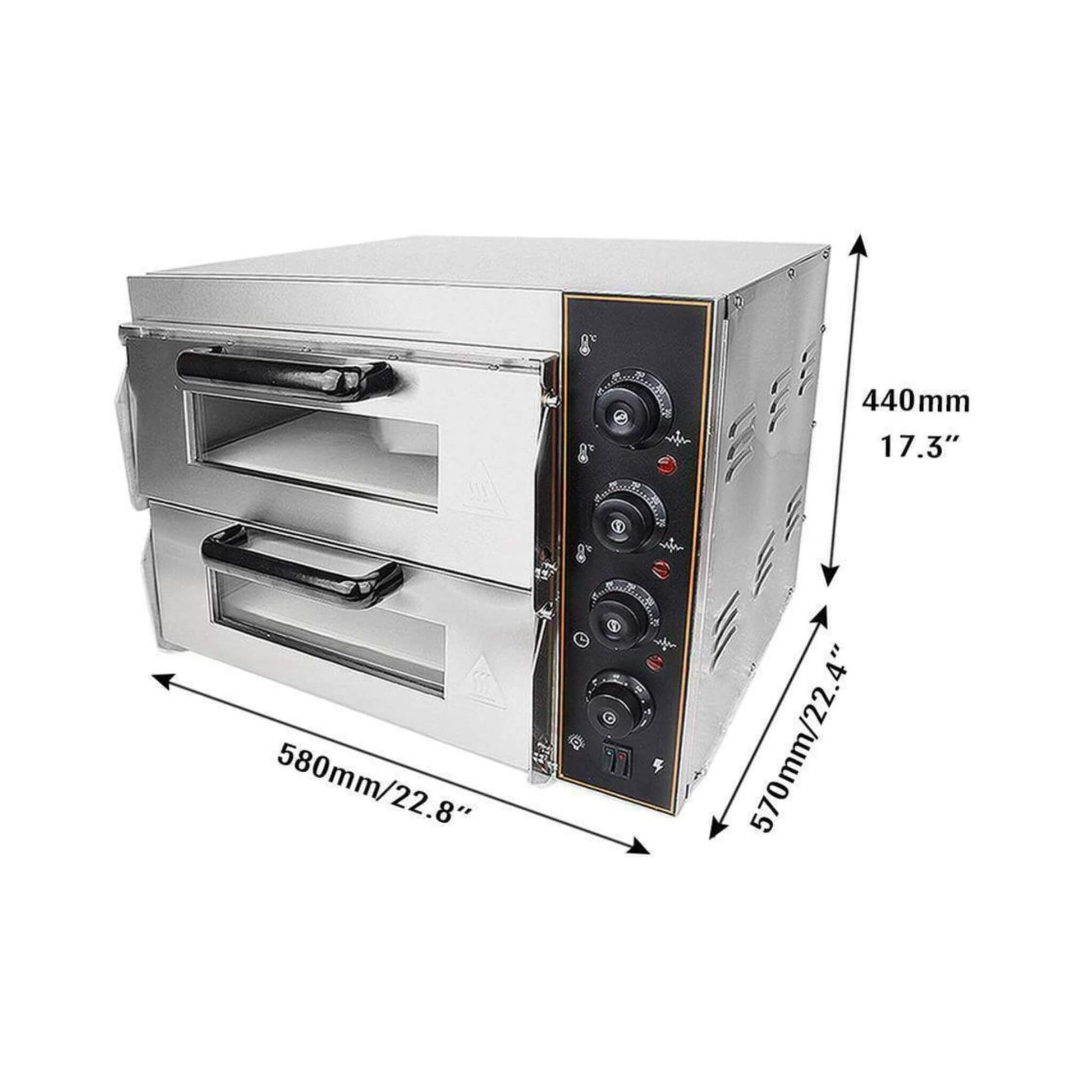 Heavy-Duty 3KW Electric Commercial Stainless Steel Double Deck Pizza Oven (SAK81427)