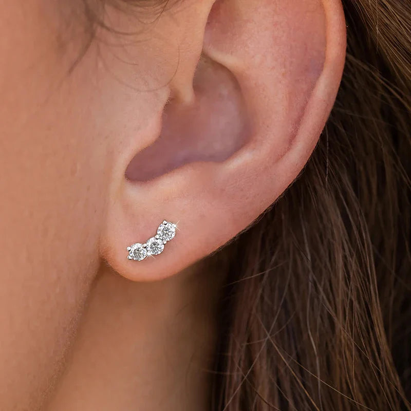 3mm Moissanite Diamond Stud Earrings 925 Sterling Silver 18K White Gold Plated