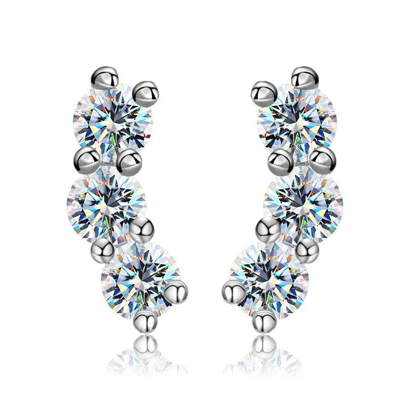 3mm Moissanite Diamond Stud Earrings 925 Sterling Silver 18K White Gold Plated