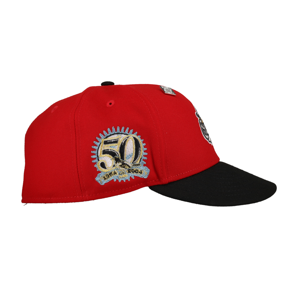 Baltimore Orioles Red 50th Season Patch 59Fifty Fitted Hat