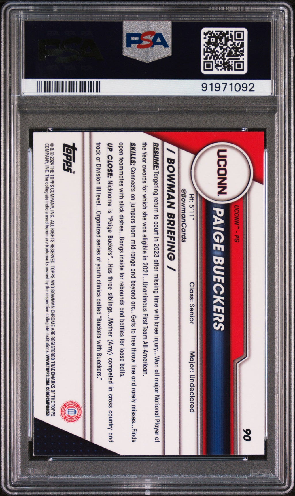 Graded 2023 Topps Bowman U Chrome Paige Bueckers #90 Rookie RC Basketball Card PSA 9 Mint