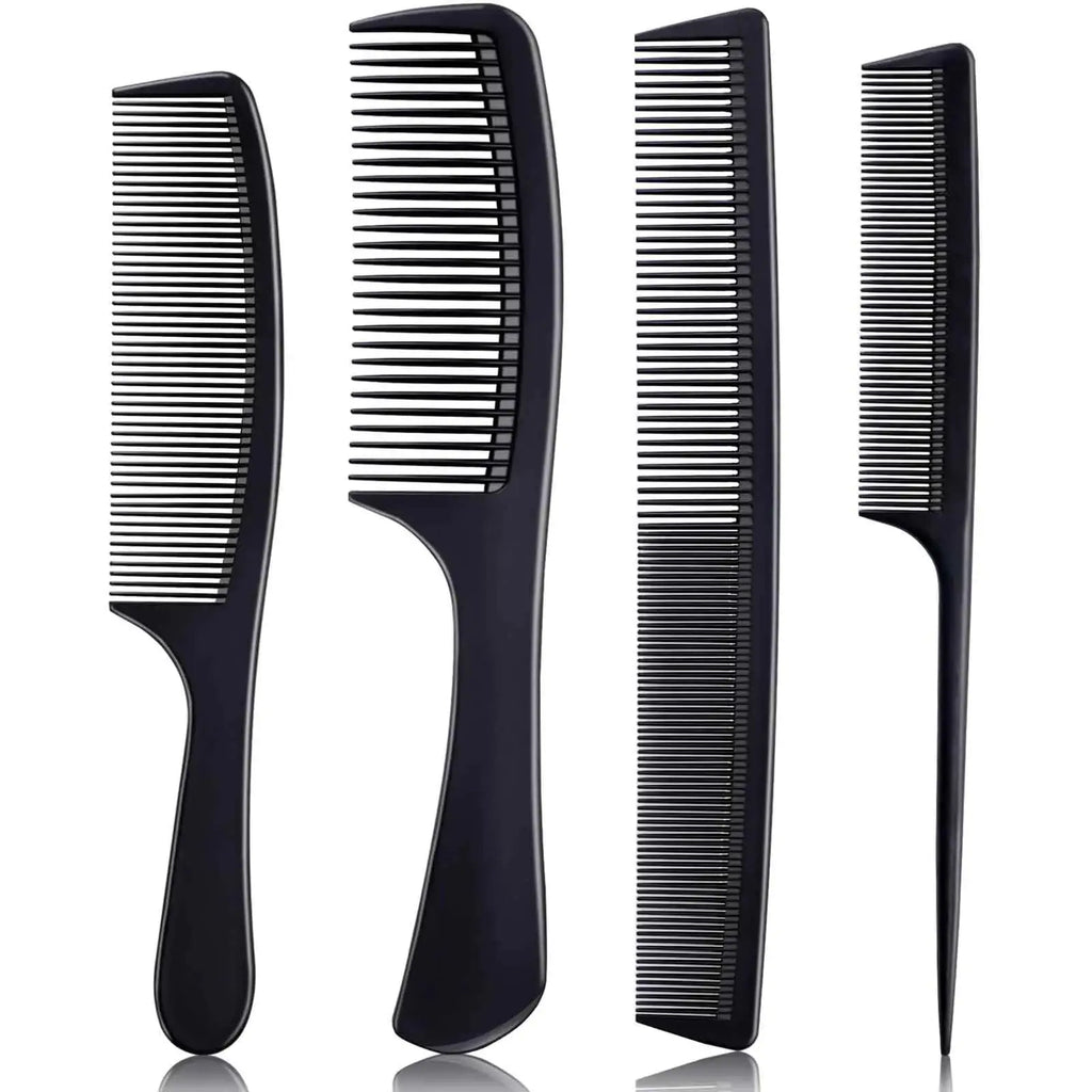 4-Piece Premium Carbon Fiber Comb Set for All Hair Types – Teasing, Parting, & Styling Comb for Women and Men