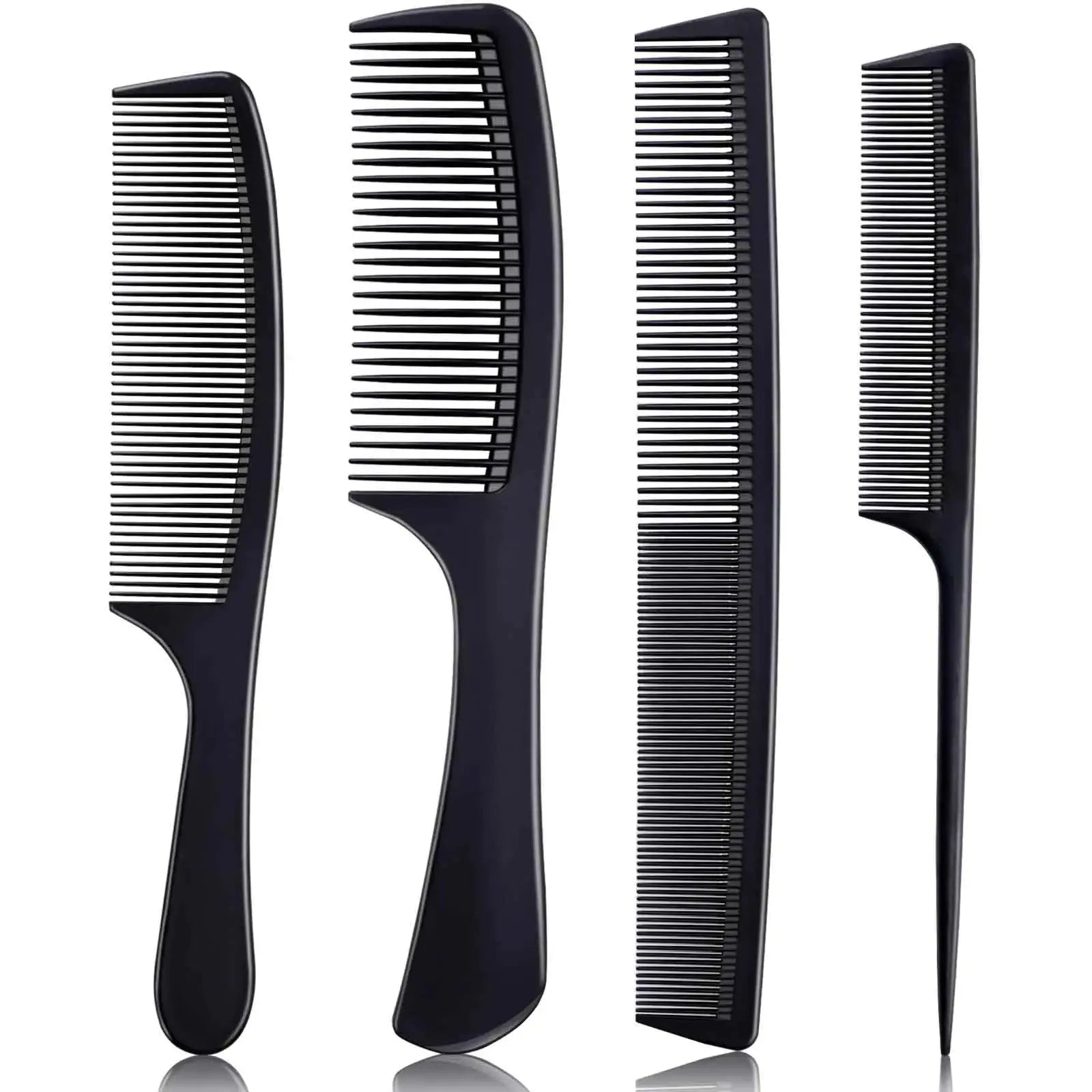 4-Piece Premium Carbon Fiber Comb Set for All Hair Types – Teasing, Parting, & Styling Comb for Women and Men