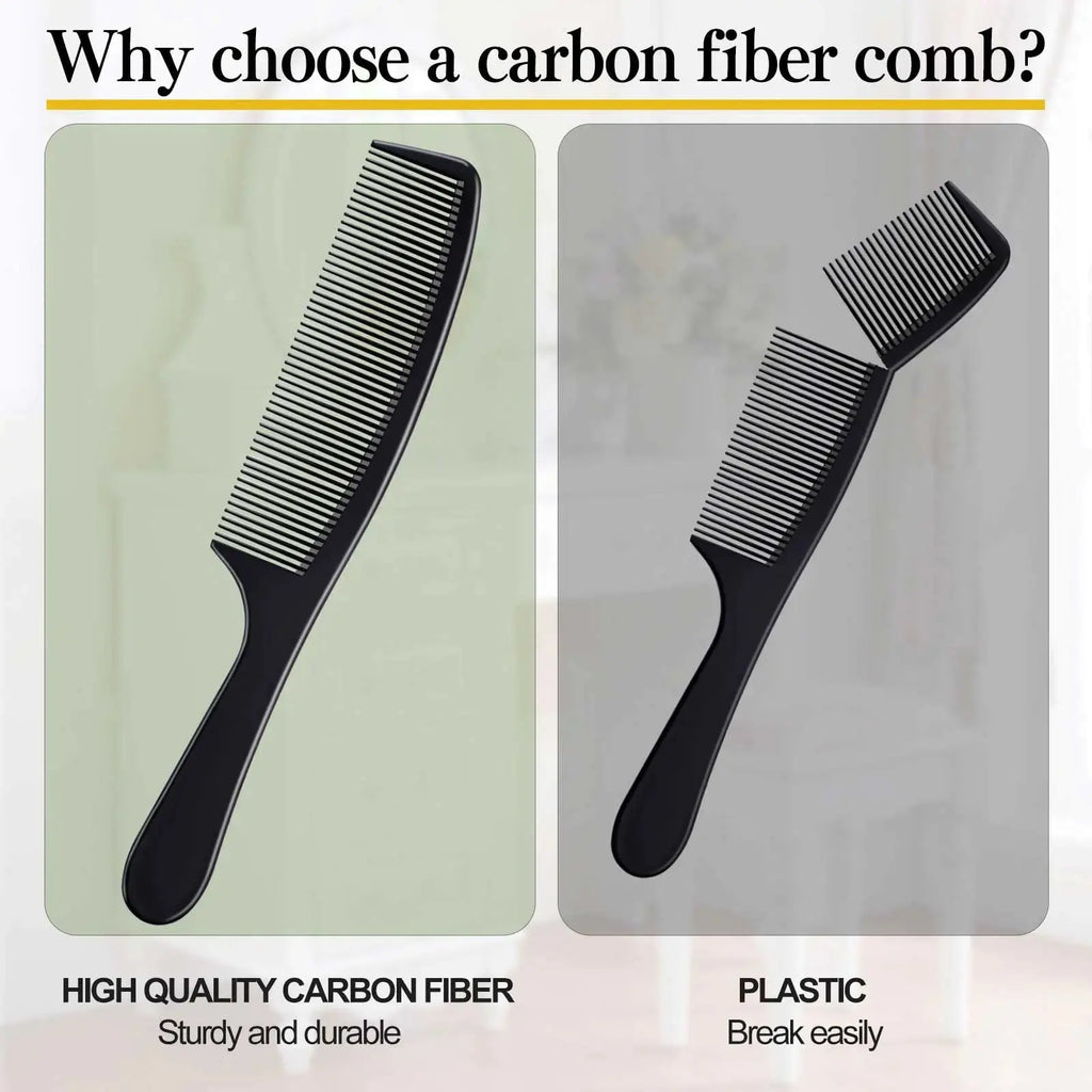 4-Piece Premium Carbon Fiber Comb Set for All Hair Types – Teasing, Parting, & Styling Comb for Women and Men
