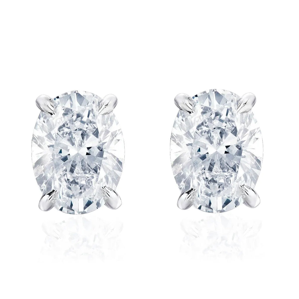 4 Ct Oval Moissanite Stud Earrings 925 Sterling Silver VVS D Color GRA