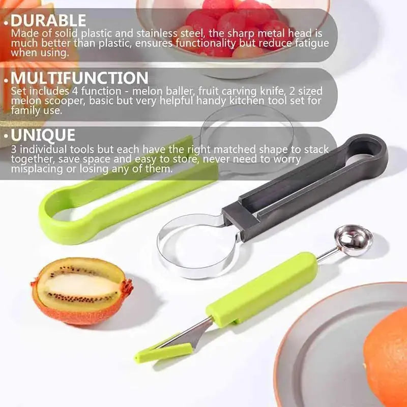 4 in 1 Fruit Carving Knife Cutter | Stainless Steel with Food Grade Plastic