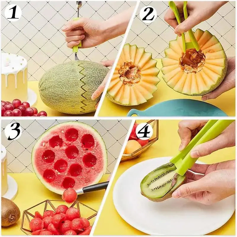 4 in 1 Fruit Carving Knife Cutter | Stainless Steel with Food Grade Plastic