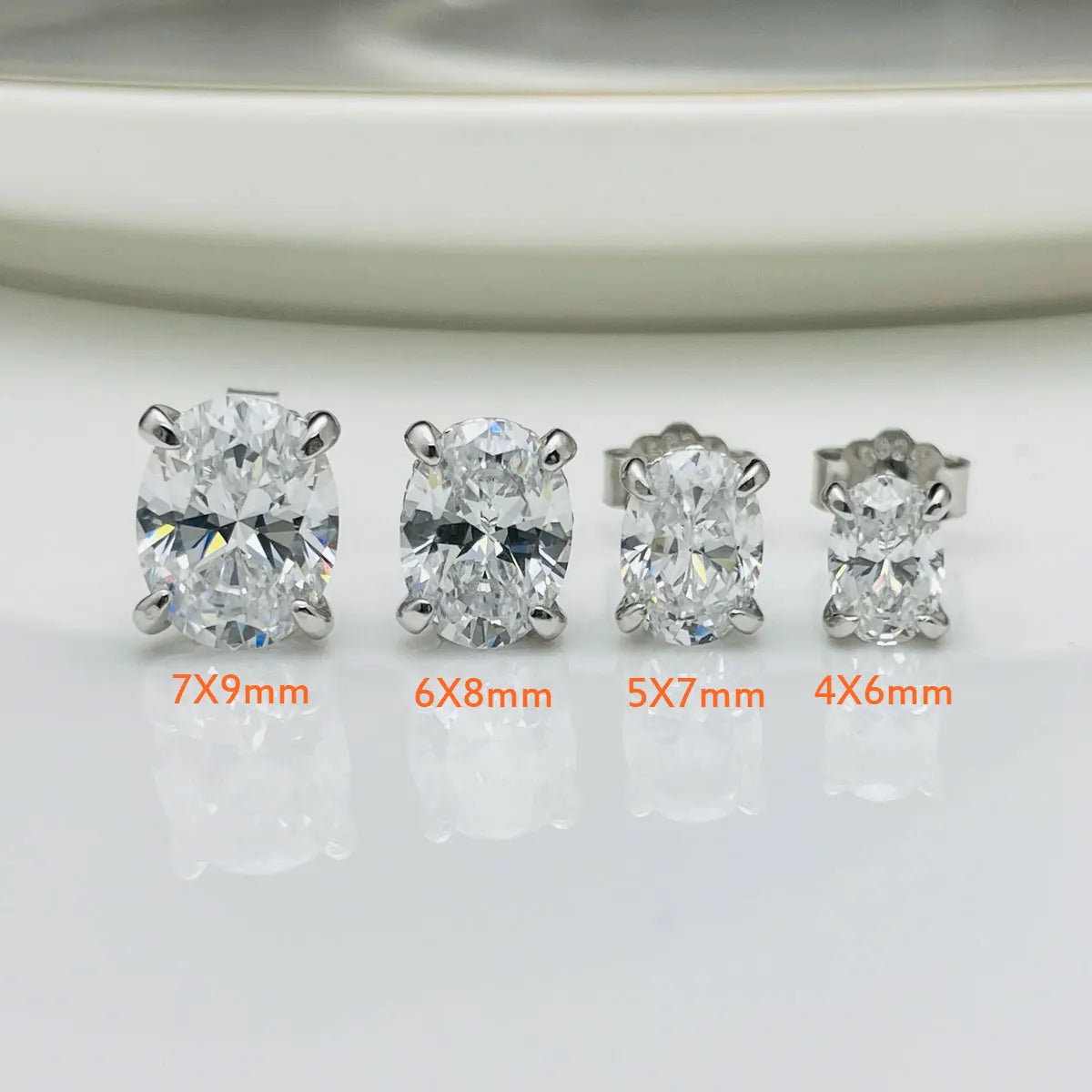 4 Ct Oval Moissanite Stud Earrings 925 Sterling Silver VVS D Color GRA