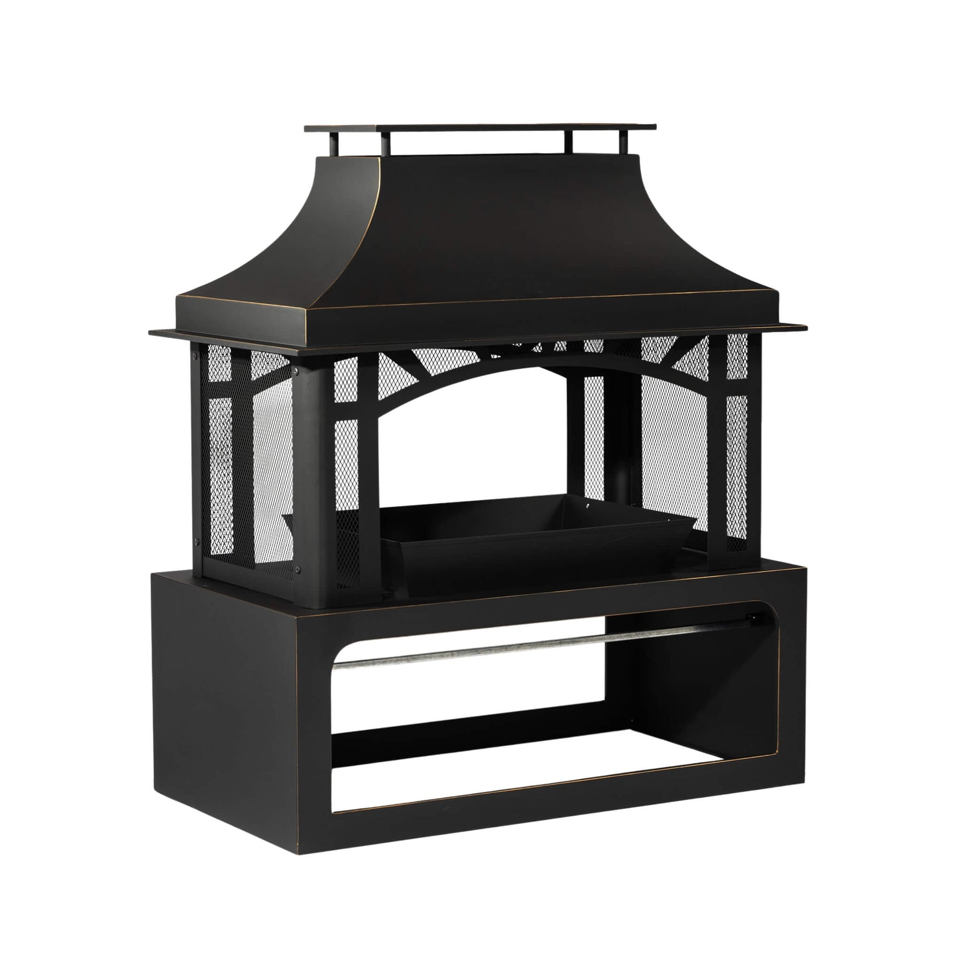 Alora 40-Inch Outdoor Steel Wood-Burning Backyard Fireplace Fire Pit (SAK45758)
