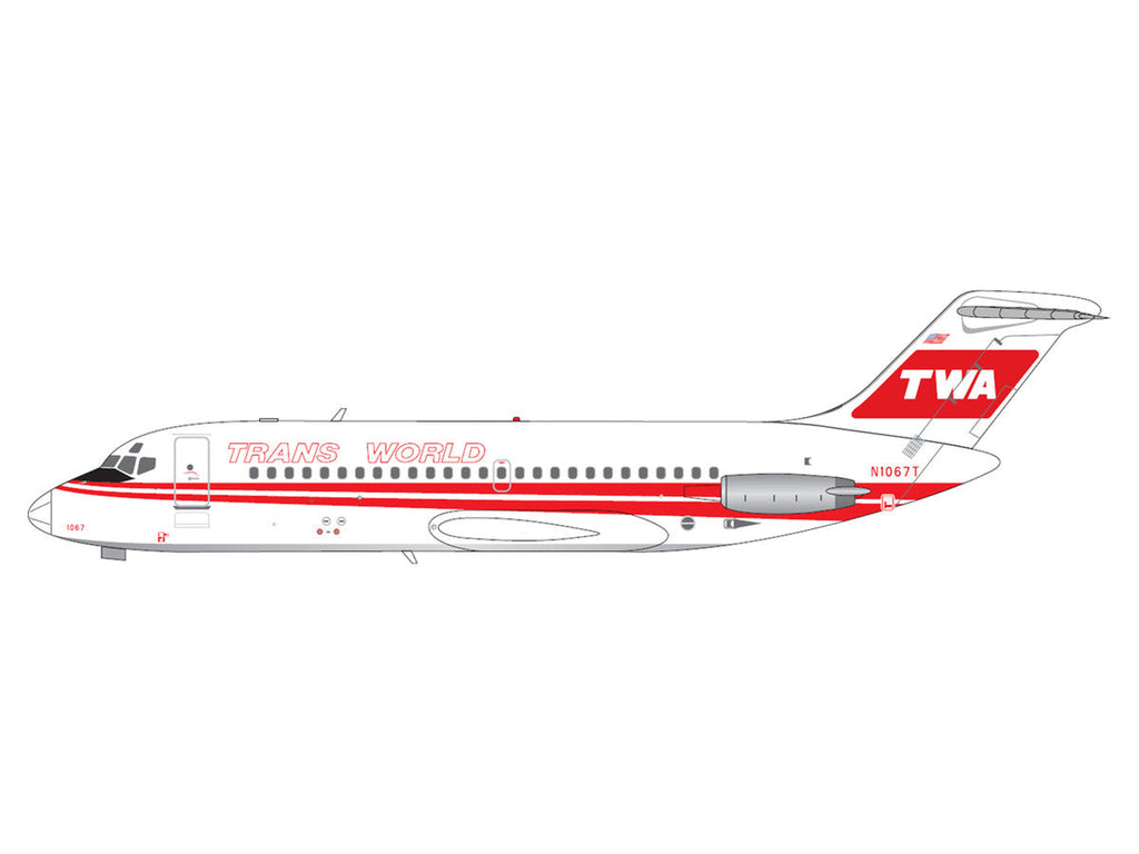 McDonnell Douglas DC-9-15 Commercial Aircraft "Trans World Airlines" (N1067T) White with Red Stripes 1/400 Diecast Model by V1:400
