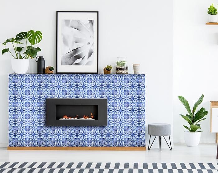 7" X 7" Blue Cloud Peel And Stick Removable Tiles