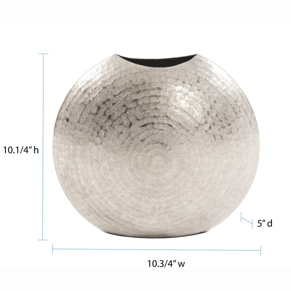 10" Silver Cylinder Aluminum Table Vase