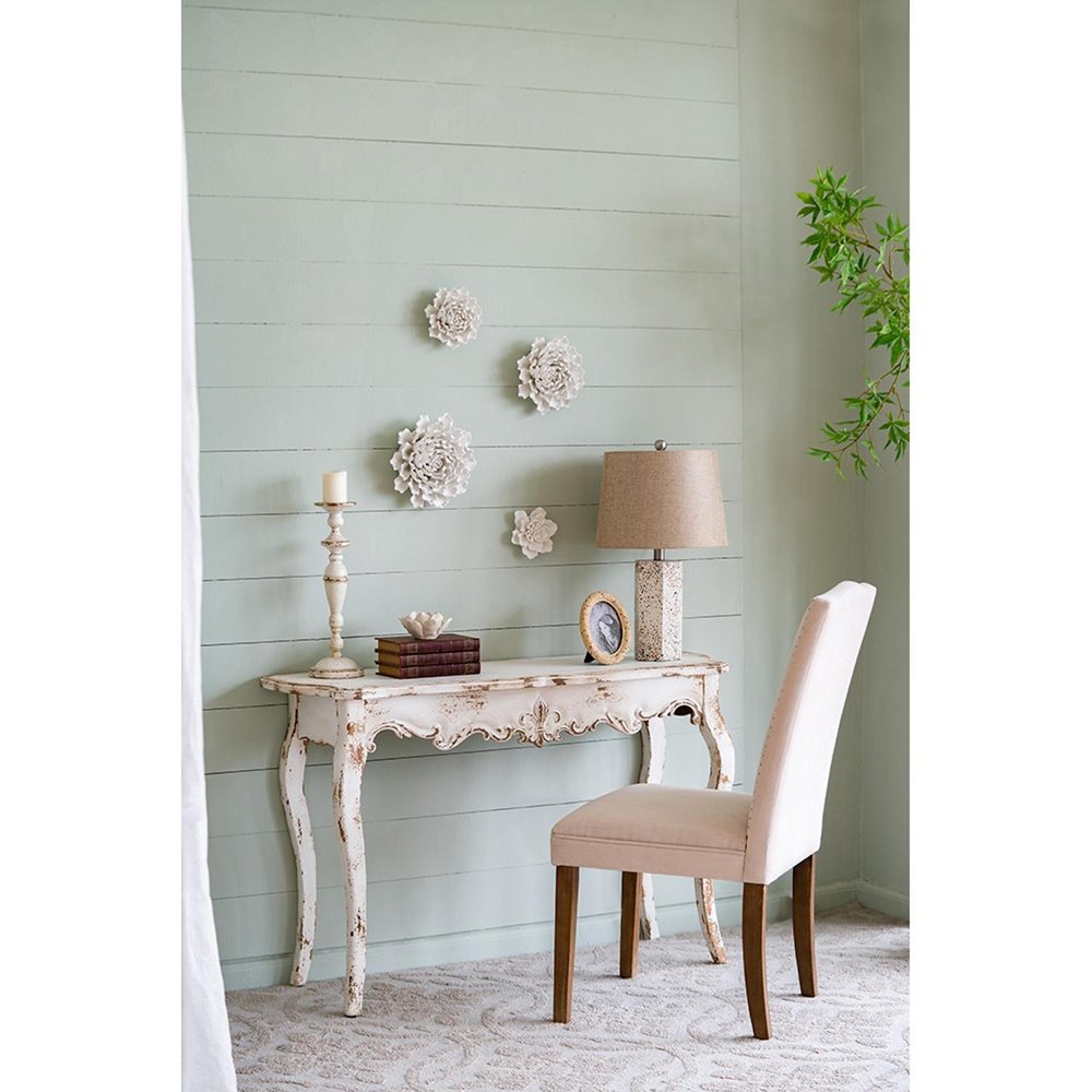 6" Off White Ceramic Flower Hanging Dimensional Sculpture